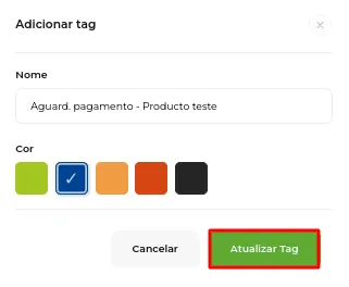 Tela do passo: Após clicar ele te direcionará para o menu de edição de tag