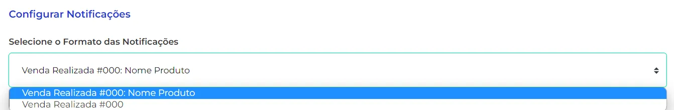 Opções de formato das notificações