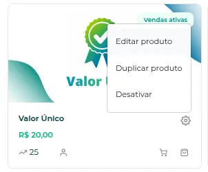 Tela de edição do produto