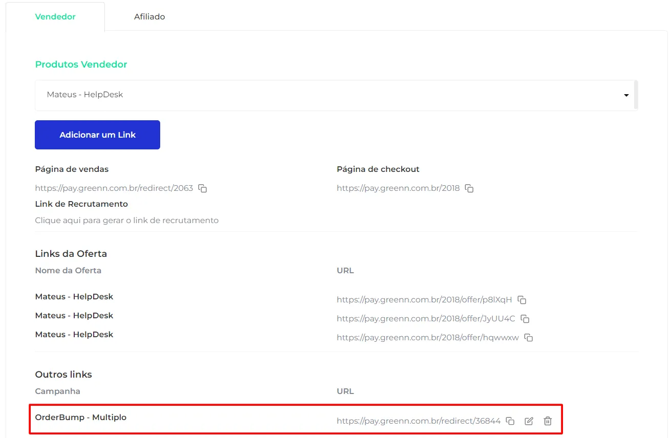 Link novo na lista de links