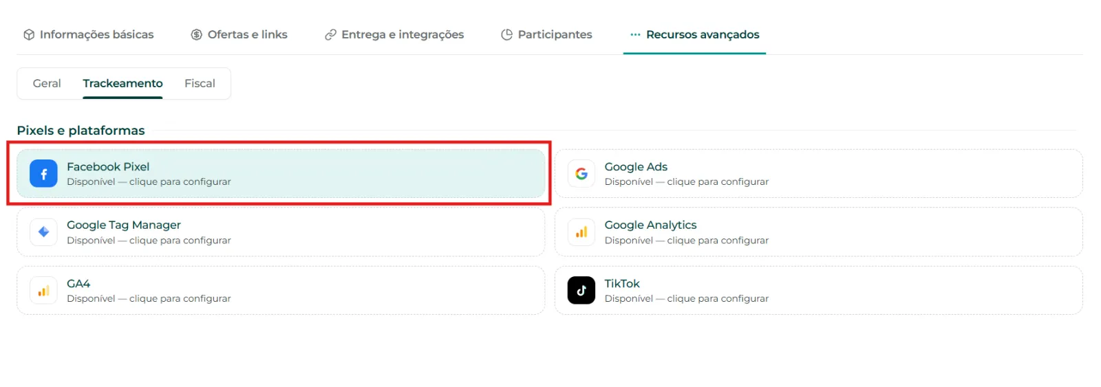 Lista de plataformas com Facebook Pixel