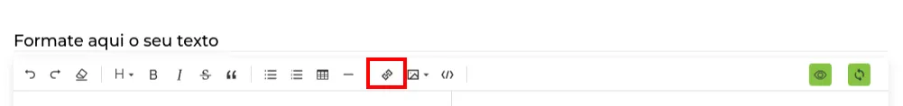Botão de link no editor