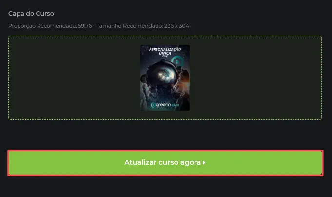 Botão Atualizar curso agora