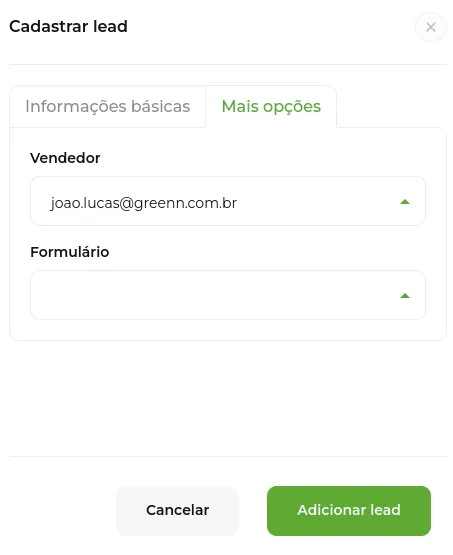 Tela do passo: (Opcional): Em Mais Informações você poderá adicionar os seguintes dados