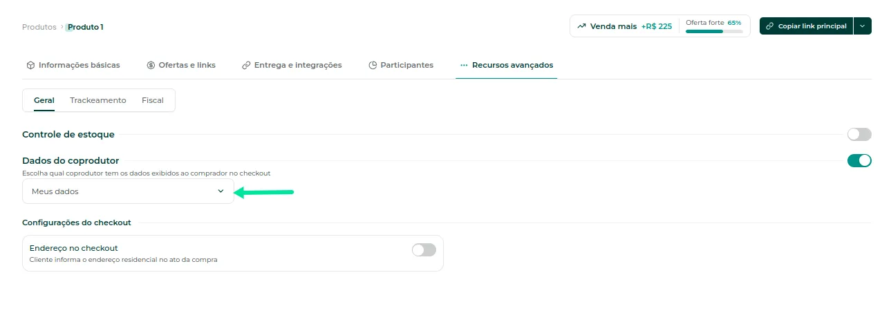 Campo de seleção do autor com a opção do coprodutor e o botão Salvar