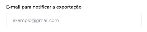 Tela do passo: E-mail para notificar a exportação