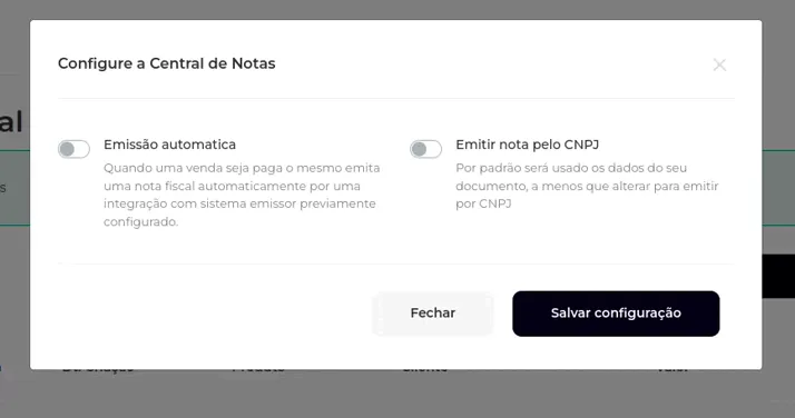 Gravação ativando a Emissão automática