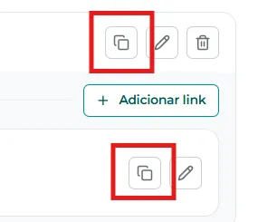 Ícones de copiar link da oferta