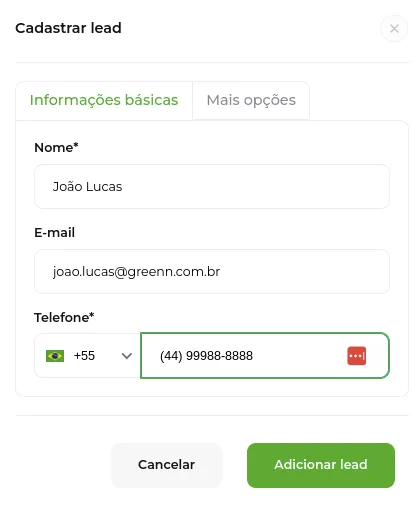 Tela do passo: Em Informações Básicas você precisará adicionar os seguintes dados