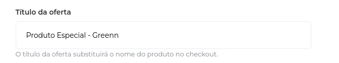 Campo Nome da oferta preenchido com o novo nome