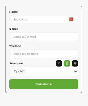Tela do passo: Clique no Lápis para fazer edições como: Título, Texto de ajuda, ID etc