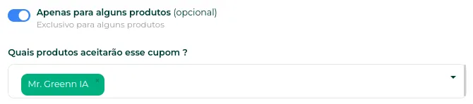 Opção de limitar o cupom a alguns produtos