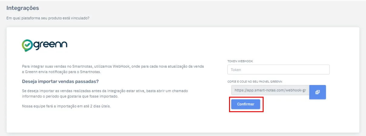 Botão Confirmar na SmartNotas