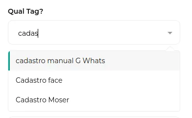 Seleção da tag da automação