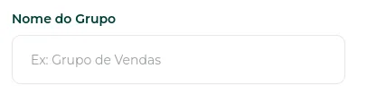 Campo Nome do grupo de permissões