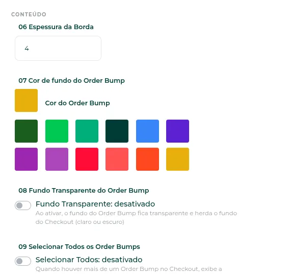Order bump aplicado no checkout
