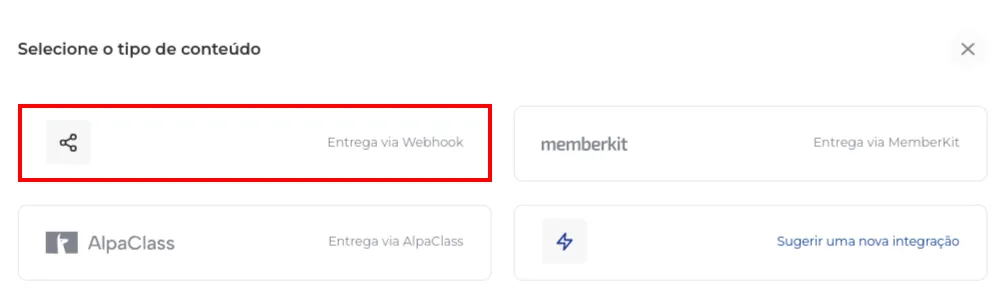 Opção de integração via Webhook