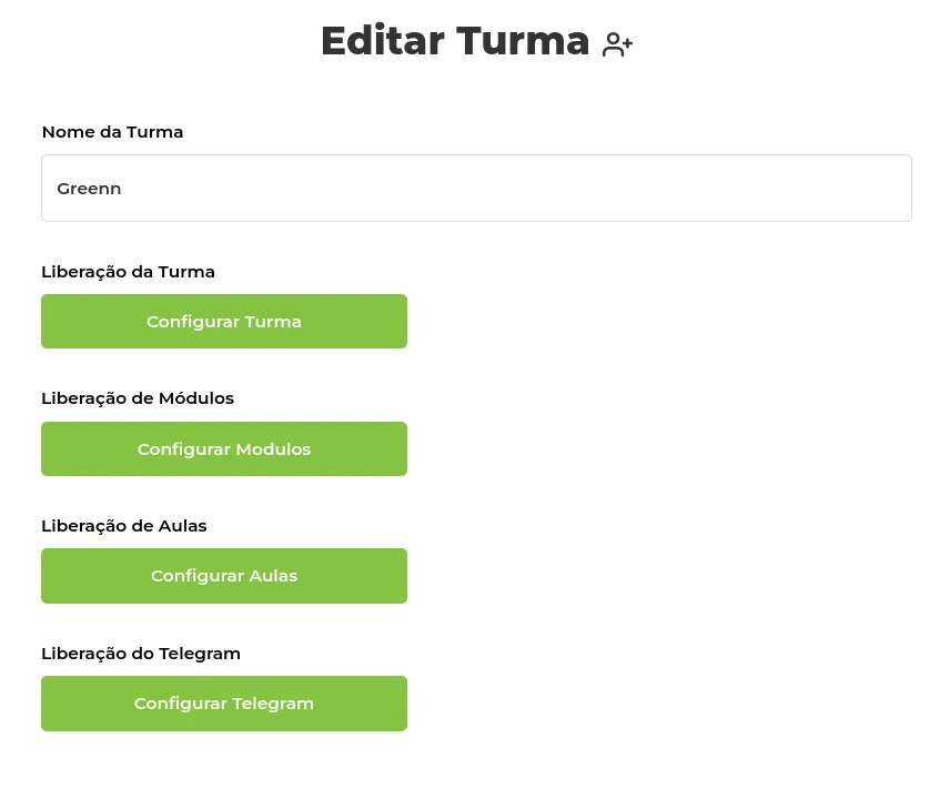 Configuração da liberação do curso