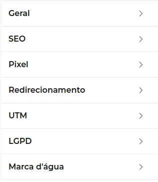 Tela da Greenn Sales: Com as Configurações, você terá as seguintes opções