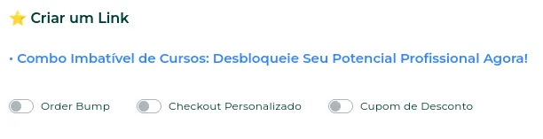 Opções de personalização do link