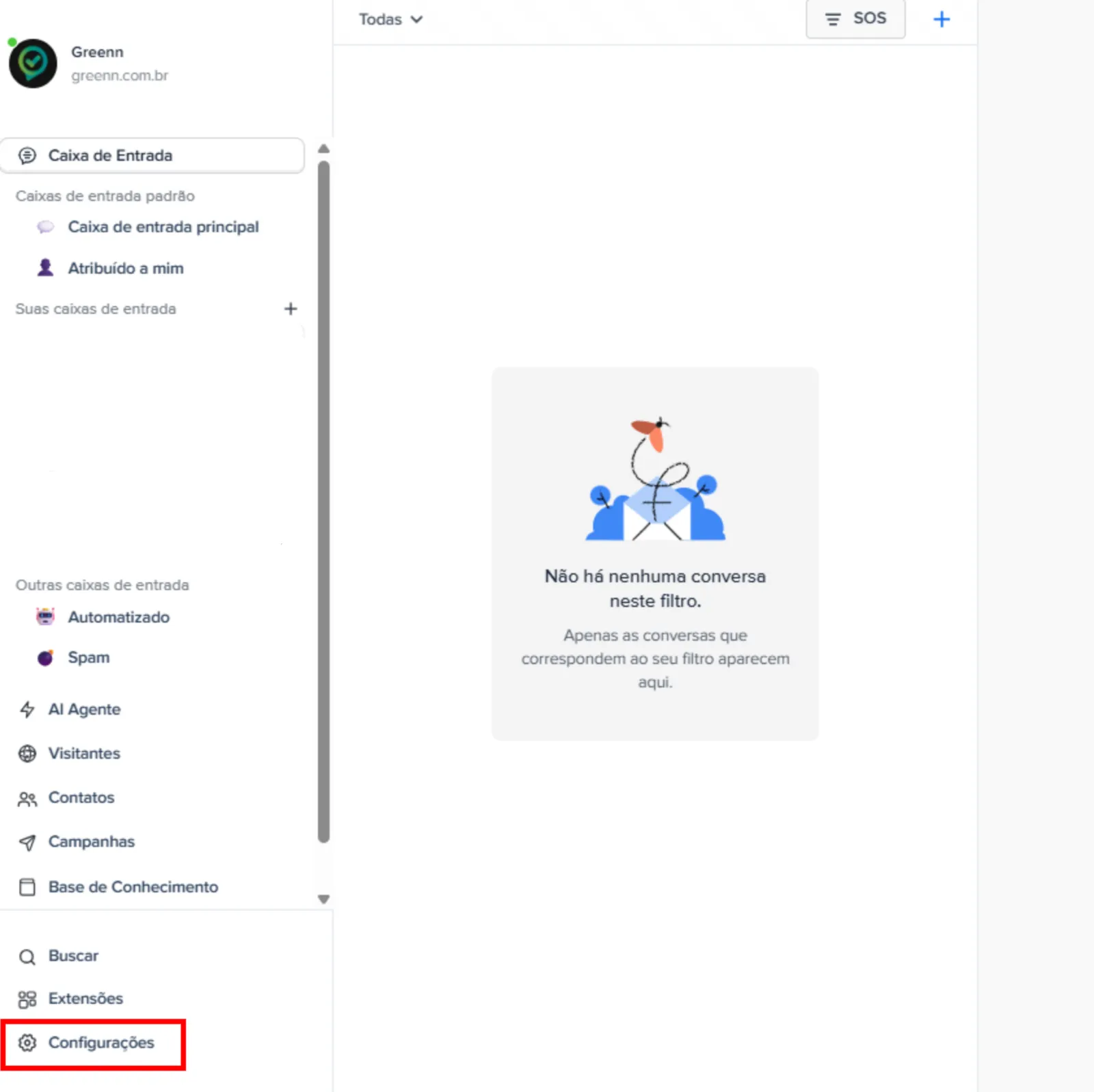 Configurações no Crisp