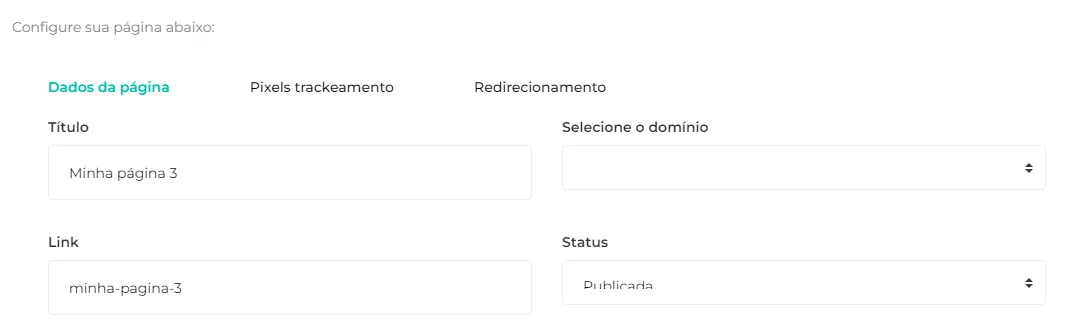 Aba Dados da Página da edição rápida