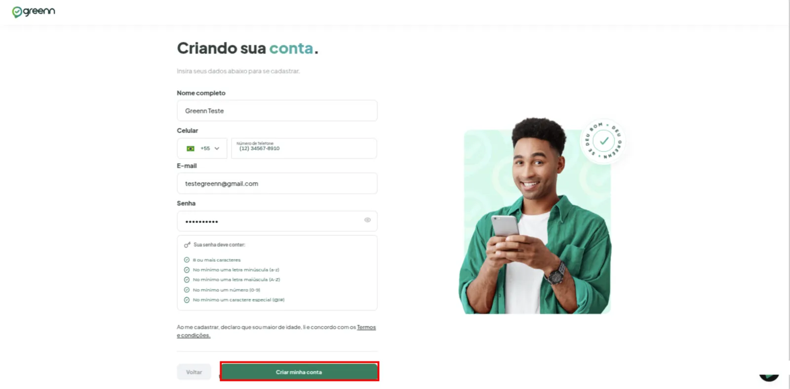 Formulário de cadastro de produtor e afiliado