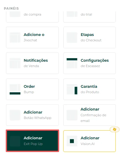 Opção de exit pop-up