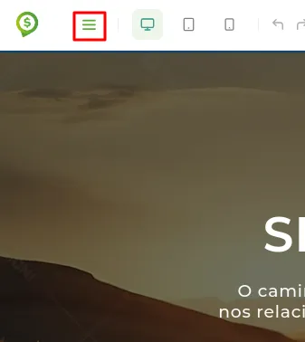 Tela do passo: Dentro do seu ditor clique no Menu sanduíche
