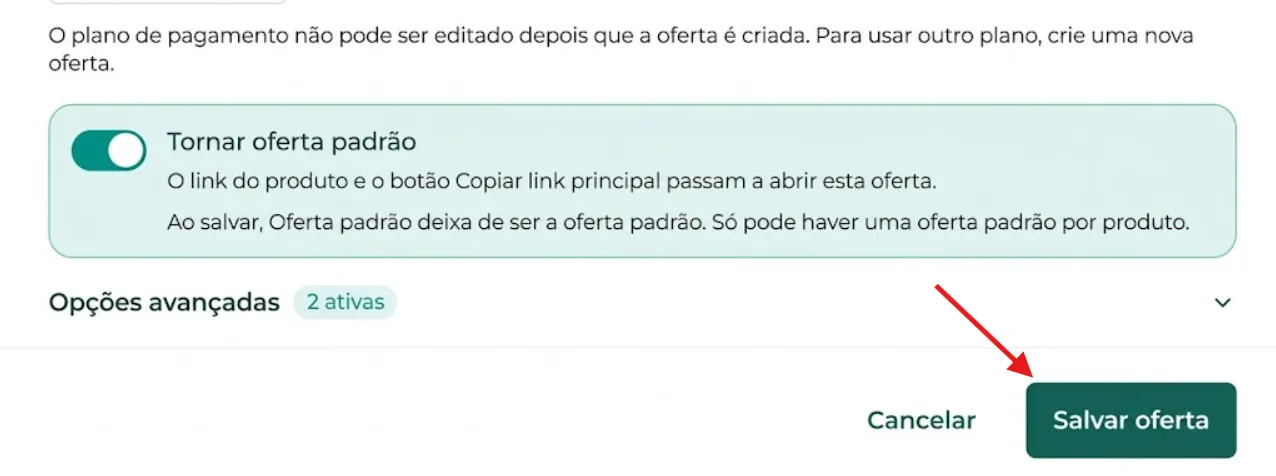 Botão Salvar oferta