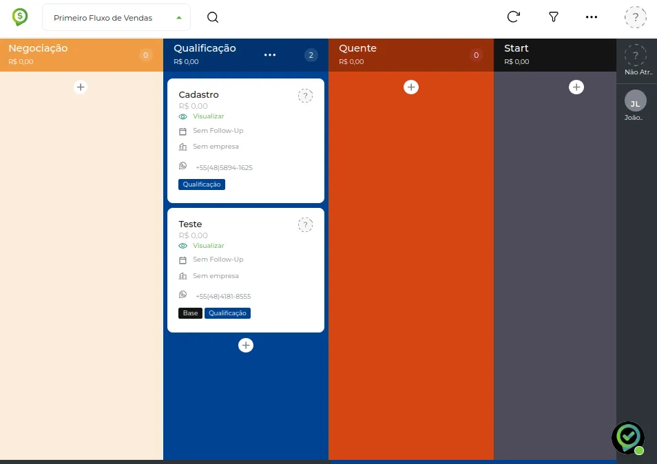 Tela do passo: E prontinho, seus leads foram adicionados ao CRM