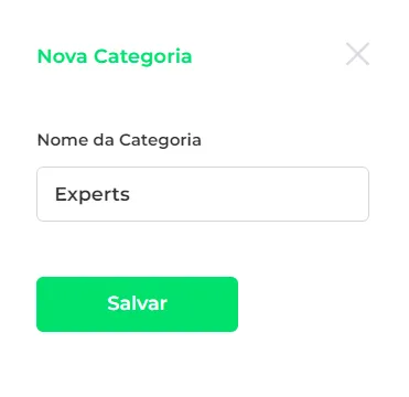 Campo de nome da nova categoria