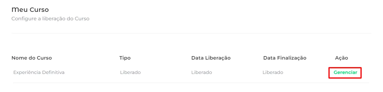 Botão Gerenciar