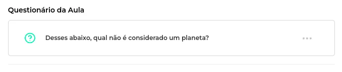 Questionário registrado na aula