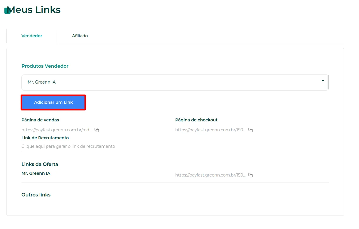 Botão Adicionar um Link