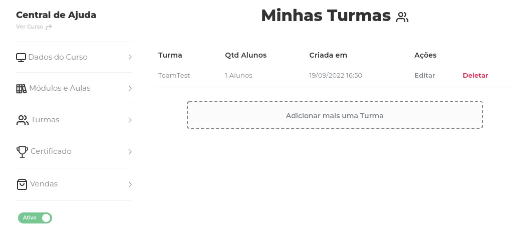 Tela Minhas Turmas