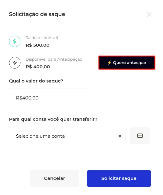 Botão Quero Antecipar