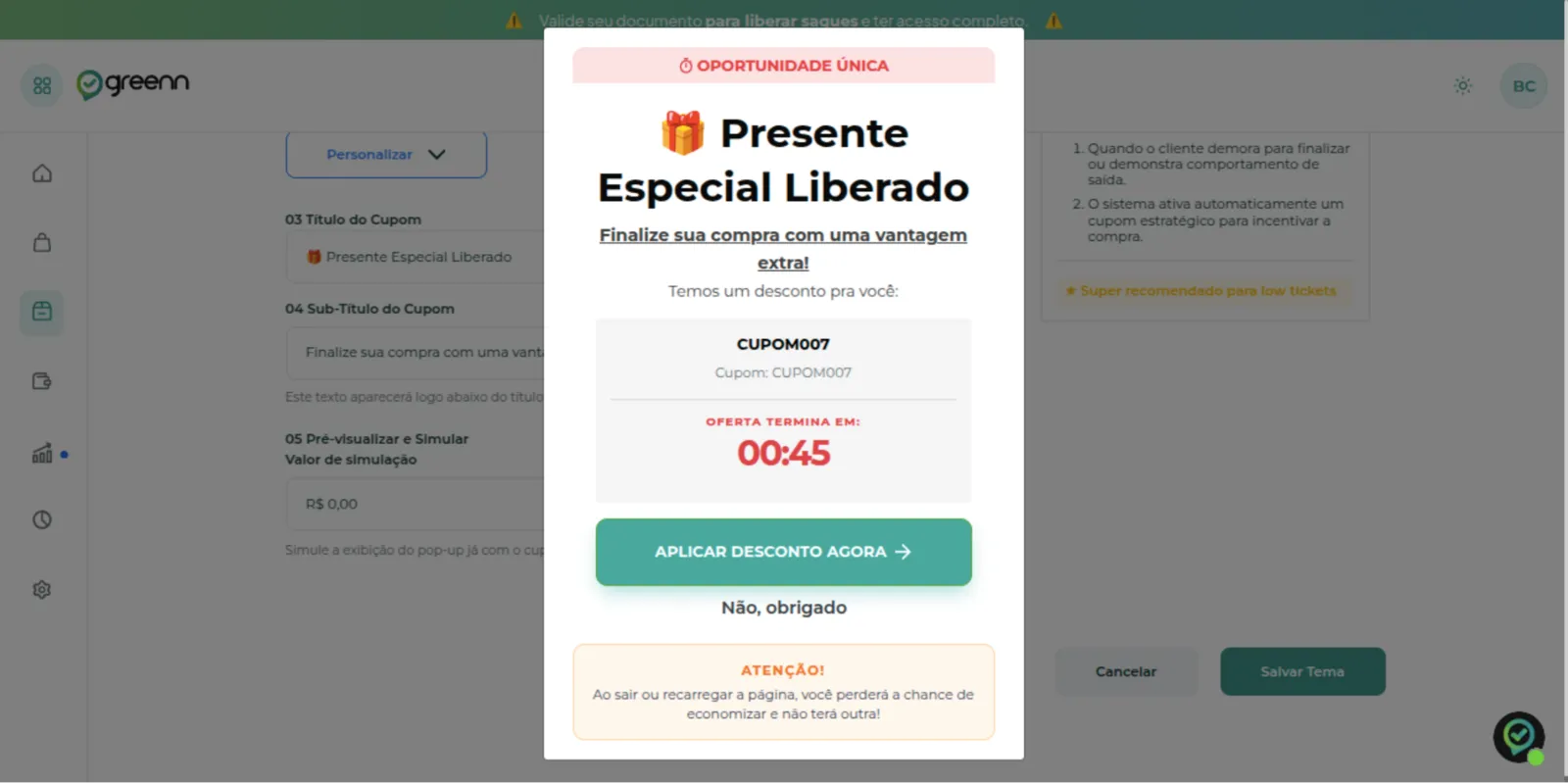 Prévia da oferta Vision.AI no checkout