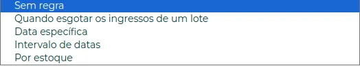 Opções de regra de liberação do lote