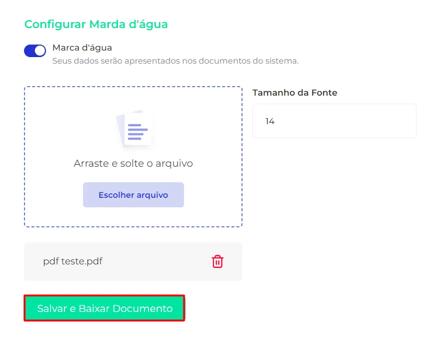 Botão Salvar e Baixar Documento