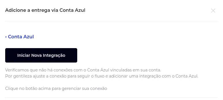 Botão Iniciar Nova Integração