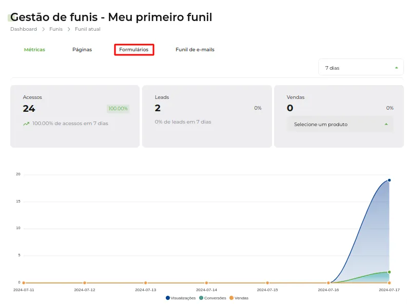 Tela do passo: Acesse a aba Formulário