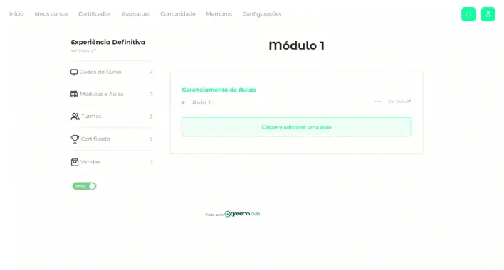 Gravação abrindo a edição de uma aula