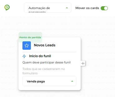 Tela do primeiro funil de e-mails