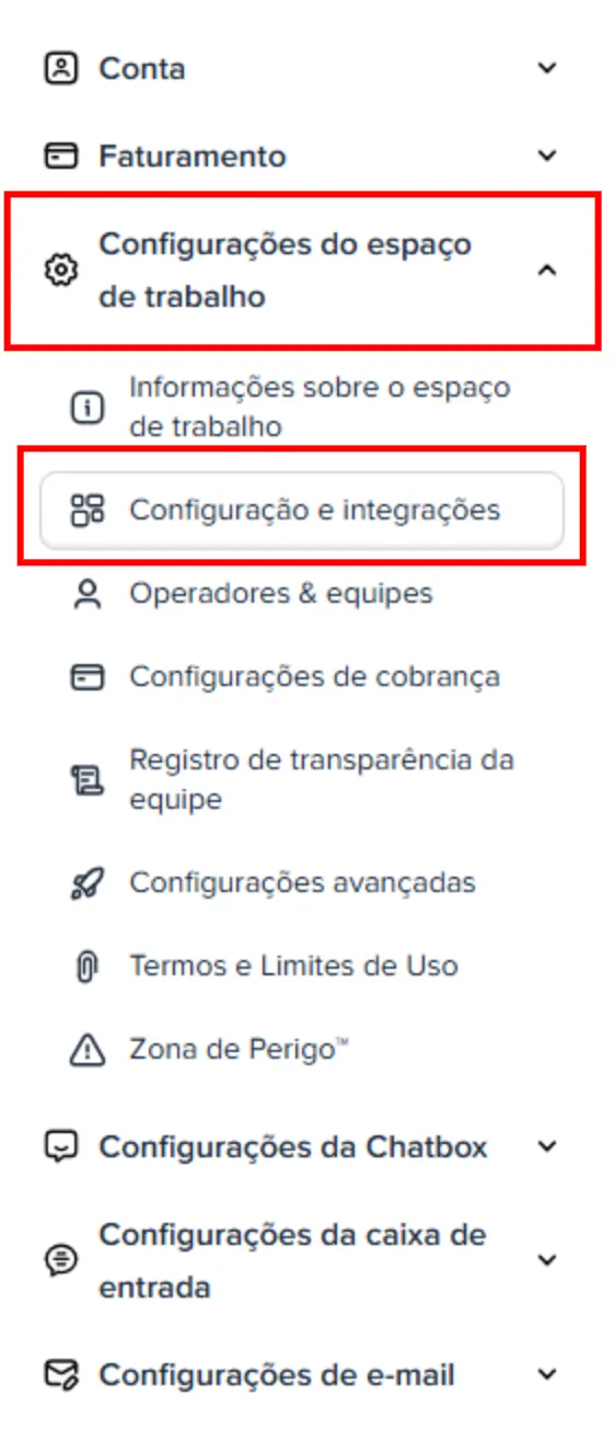 Configurações do Espaço de Trabalho no Crisp