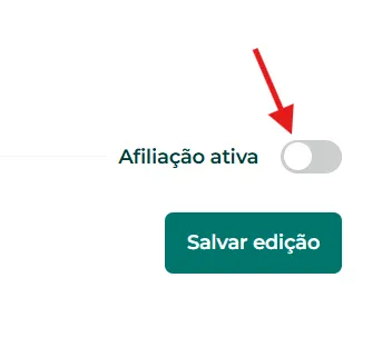 Afiliação ativada no produto
