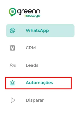 Tela do passo: Para Cancelar suas mensagens clique em Automações