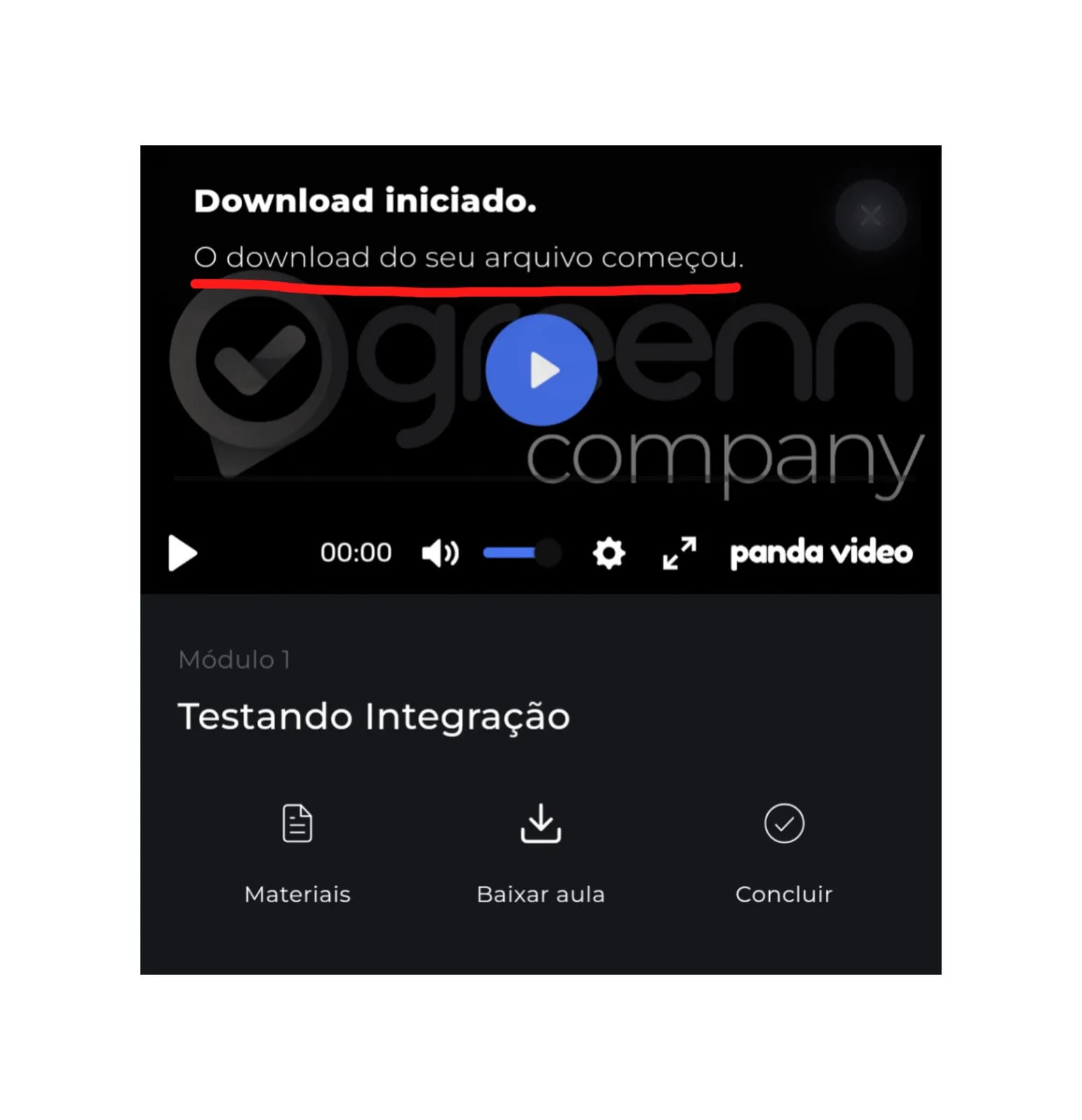 Aula sendo baixada no aplicativo