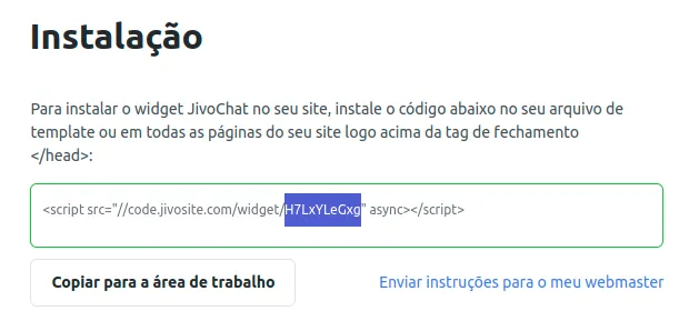 ID do JivoChat para copiar