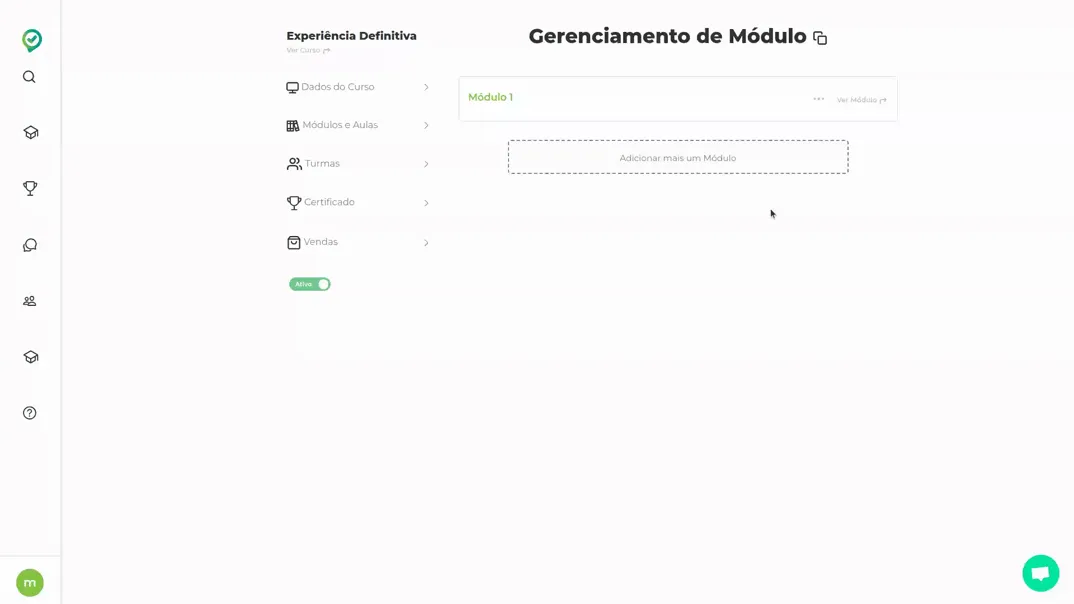 Gravação escolhendo o módulo e Editar Aula
